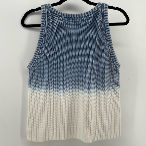 525 America Sweater Vest Blue White Ombre Knit 100% Cotton M - Picture 4 of 9